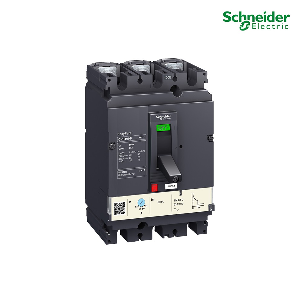 Schneider  Circuit breaker  CVS100B, 25 kA at 415 VAC, 63 A  TM-D trip unit, 3P_LV510305 | PlugOn