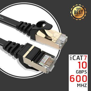 สาย Lan สำเร็จรูปพร้อมใช้งานสายแบน Cat7 RJ45 Ethernet Network Cable Cat7 Lead 10Gbp 600Mhz LAN UTP Patch Gold plated