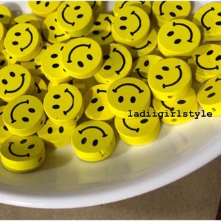 [พร้อมส่ง] ลูกปัดหน้ายิ้ม ลูกปัด Smile ลูกปัดหน้ายิ้มสีเหลือง