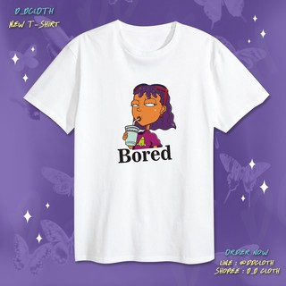 เสื้อยืดสีขาวสกรีนลาย Bored(เบื่อ) ร้าน d_dcloth ใส่สบาย