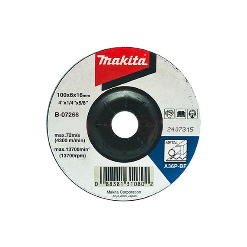 MAKITA B-07266 : ใบเจียเหล็ก 4 นิ้ว (100x6x16 มม.) ยกกล่อง 25 ใบ