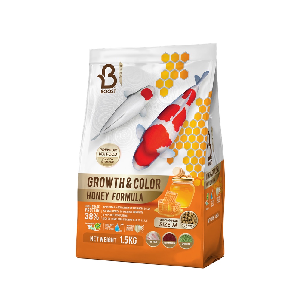 Boost Koi Growth & Color Honey Formula 6.5kg. - อาหารปลาคาร์ฟสูตรน้ำผึ้ง เร่งโต เร่งสี ขนาด 6.5กก.