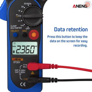 Gemei ANENG ST201 Digital Clamp Multimeter 4000 Counts Clamp Ammeters Transistor Capacitor Tester Po