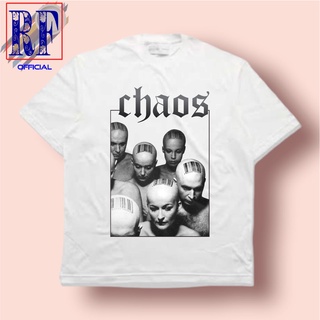 เสื้อยืดโอเวอร์ไซส์เสื้อยืด พิมพ์ลายกราฟฟิค TEE CHAOS | เสื้อยืด สีขาว STREETWEAR | เสื้อผ้า สีขาว ขนาดใหญ่S-3XL