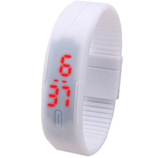 LED Watch Sport นาฬิกาข้อมือกีฬา ผู้ชาย ผู้หญิง แฟชั่น LED สายเรซิน - สีขาว รุ่น WB White