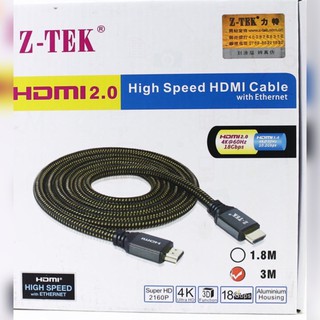 Z-TEK ของแท้ 100% สาย HDMI Cable สายถัก HDMI Version 2.0 4K ยาว 3 เมตร