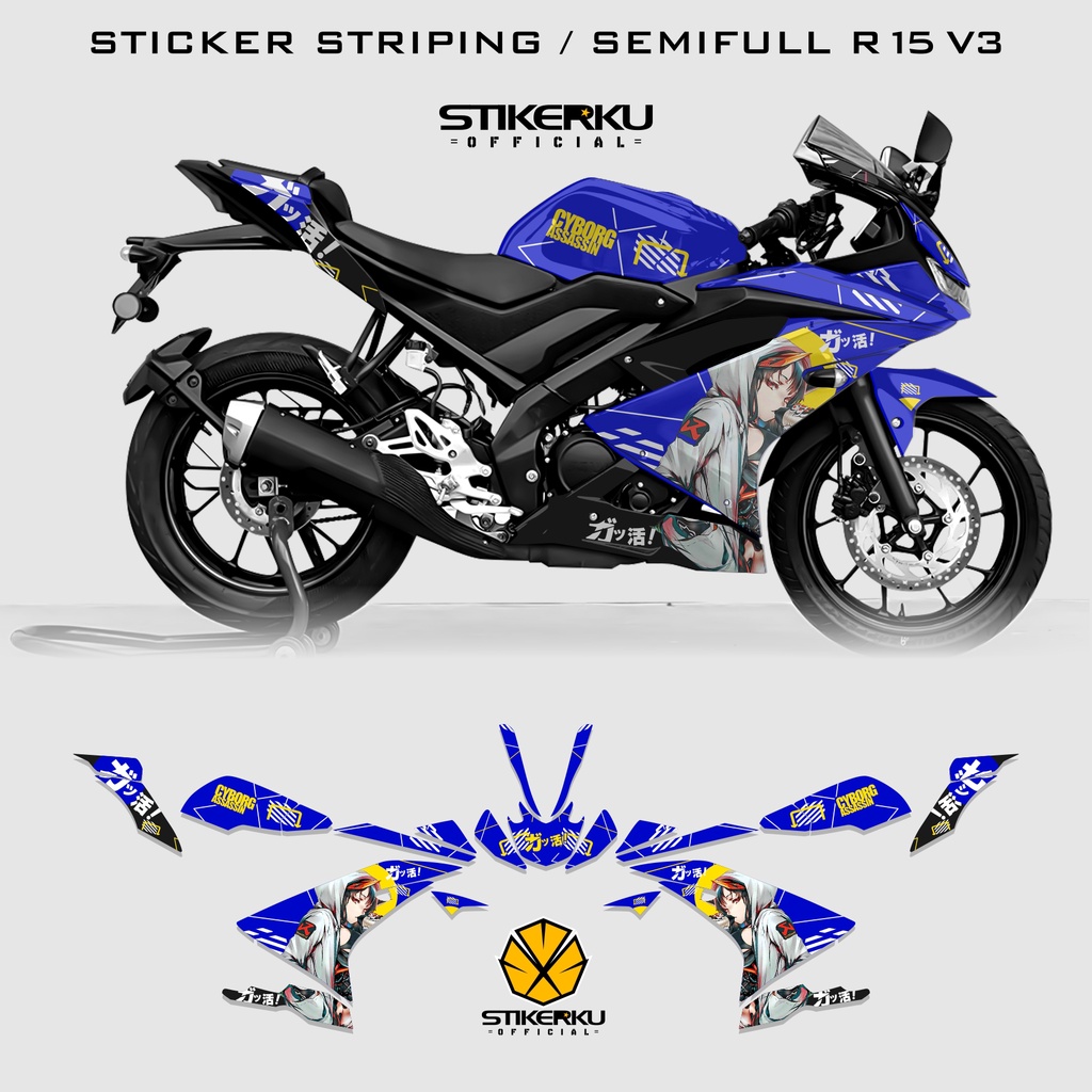 สติ๊กเกอร์ STRIPING / YAMAHA R15V3 / SEMIFULL / STOCK / DECANS / R15 / V3 // สติ๊กเกอร์ / ANIME GIRL