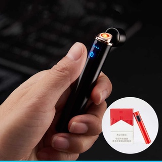 ไฟแช็คไฟฟ้า Finger Touch USB Electronic Lighter Smart LED Induction Cigarette Lighter Plasma Tung (black/red/white/blue)