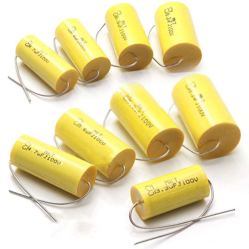 1 ชิ้น Audiophile Axial MKT 100V 0.68uF-8.2uF HIFI DIY Midrange Treble Capacitor สําหรับลําโพงแตรรถ Divider