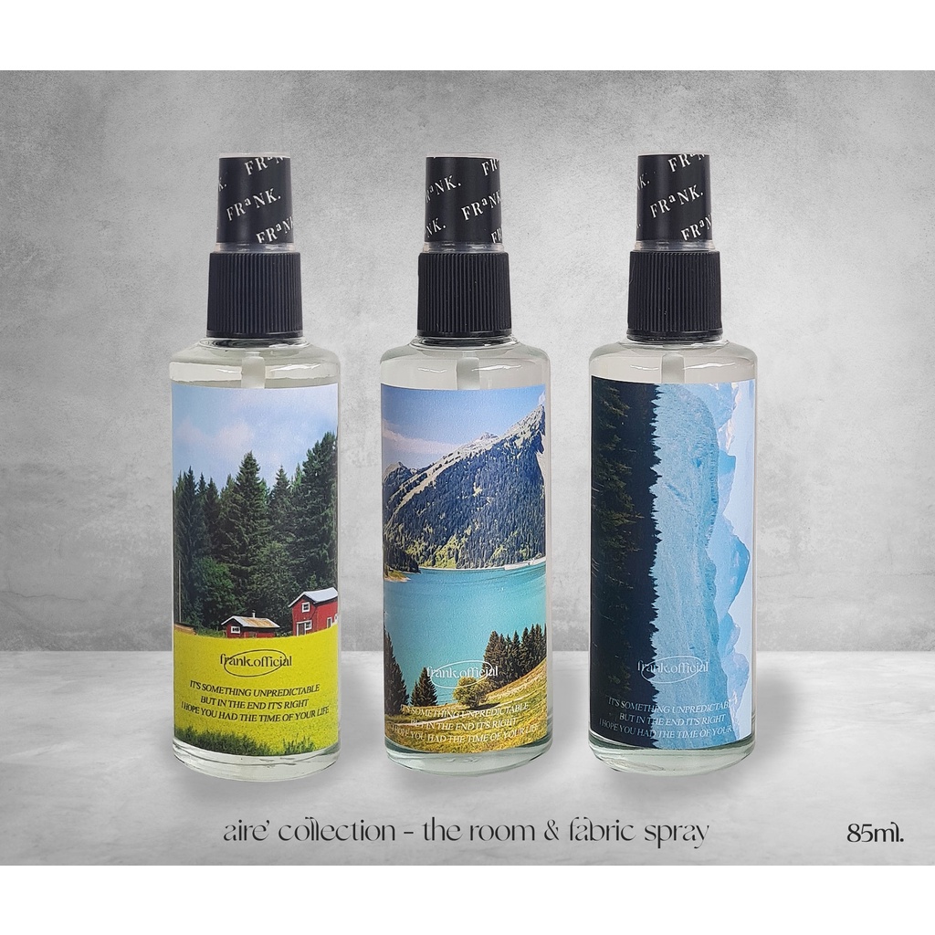 FRANK -  ROOM & FABRIC SPRAY รูมสเปรย์ รุ่น  season ฉีดปุ๊บ หอมปั๊บ สดชื่นตลอดวัน พกพาสะดวก เเพ็คเกจเรียบๆ หรูหร