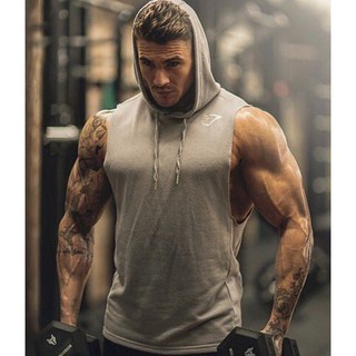 ฮู้ดแขนกุด GYMSHARK #1 / เสื้อกล้ามผ้าคอตตอน เสื้อออกกำลังกาย ผ้านิ่มใส่สบายไม่คันเวลาเหงื่อออก