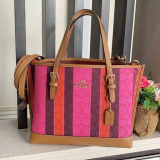 MOLLIE TOTE 25 IN SIGNATURE JACQUARD WITH STRIPES (COACH C4086)