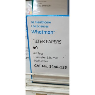 กระดาษกรอง 125 มม GE Healthcare Whatman FILTER PAPERS 40 Ashless Diameter 125 mm 100 Circles CAT No. 1440-125 วอท แมน