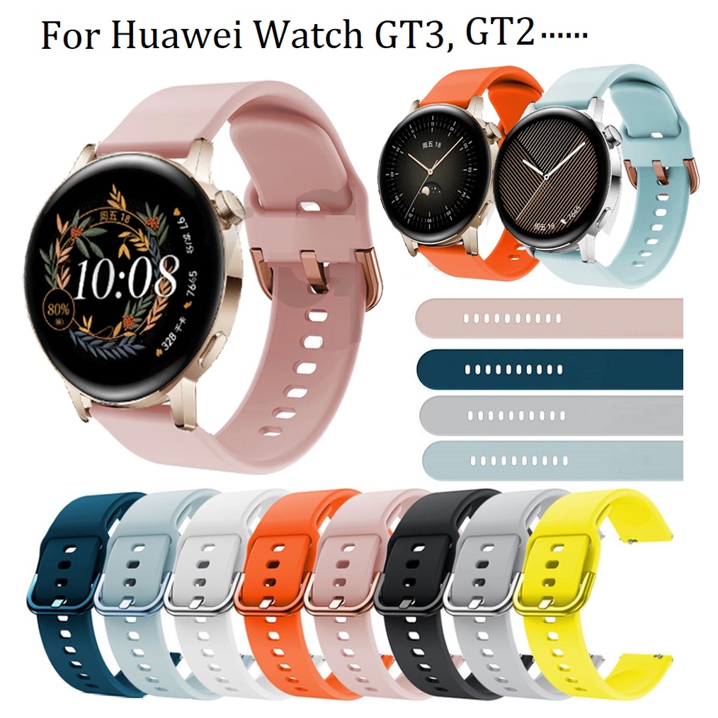 สายนาฬิกา huawei watch gt 4 สาย Huawei watch GT3 Strap Soft Silicone band For GT2 / GT2pro / Galaxy watch 6 Strap สาย amazfit bip 5 / Amazfit GTR 4 / Realme Watch 2 Pro / Amazfit GTS 2/ GTS 3 / gts 4 mini / Amazfit bip u pro สาย huawei watch gt 4 Strap
