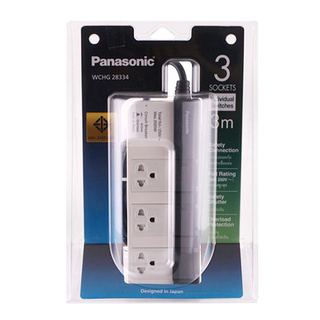 ✨นาทีทอง✨ PANASONIC รางปลั๊กไฟ 3 ช่อง 3 สวิตซ์ รุ่น WCHG 28334 ขนาด 3 เมตร สีขาว - ดำ Extension Cords &amp; Power Strips