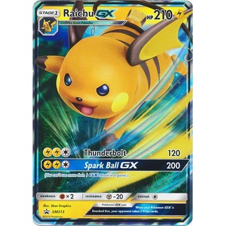 การ์ดโปเกมอน TCG Raichu GX SM โชคชะตาที่ซ่อนอยู่ SM213 Ultra