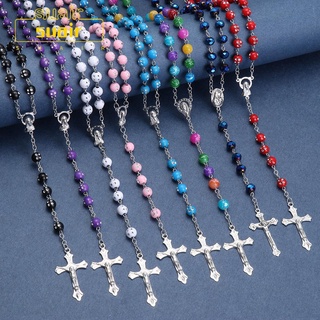 Subei สร้อยคอลูกปัด Rosary Cross Rosary Catholic สําหรับผู้หญิง 1 ชิ้น