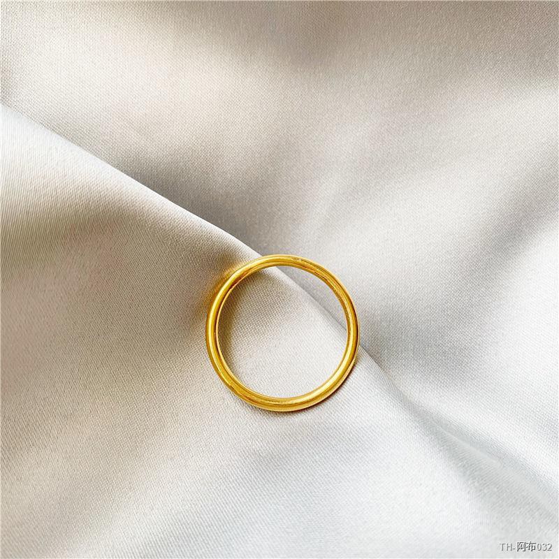 ❥ราคาถูก❥แหวนทองครึ่งสลึง [ไม่จางหาย] กฎหมายโบราณมรดกแหวนธรรมดาแหวนมันวาวหญิงเวียดนามทรายทองเคลือบด้านแข็งแหวนปิด #แหวนท