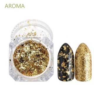 Aroma ผงกลิตเตอร์สีทองสีเงินสําหรับตกแต่งเล็บ