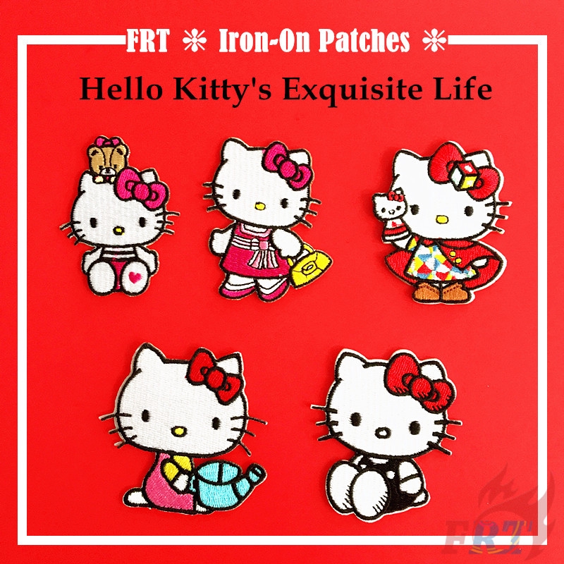 ☸ แผ่นรีดติดเสื้อ ลาย Hello Kitty ☸ แผ่นแพทช์สติกเกอร์รีดร้อน Diy มีกาวในตัว สําหรับติดตกแต่งเสื้อผ้า 1 ชิ้น