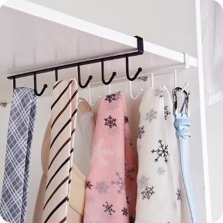 6 Hooks Wardrobe Apparel Kitchen Cups Storage Hanging Rack / Cabinet Door Removed Shelf Holder Iron Hanger Organizer