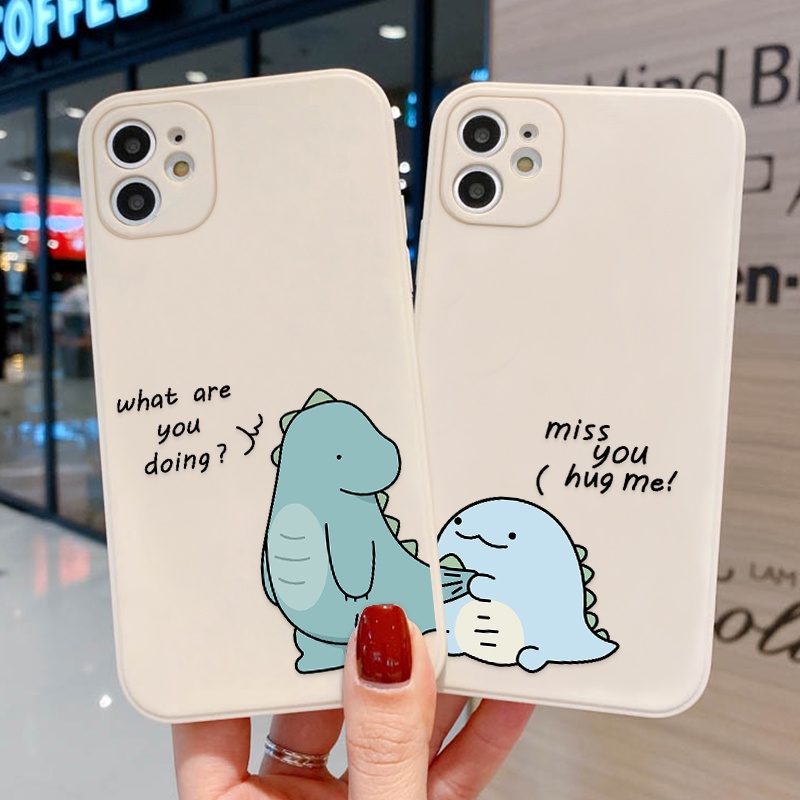 เคสซิลิโคนลายการ์ตูน เคสลายการ์ตูนไดโนเสาร์ Compatible For iPhone 13 12 11 X XS Max 7 8 Plus SE 2020 11 12 13 Pro Max