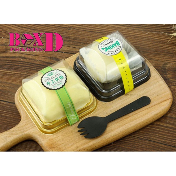 กล่องขนมเปี๊ยะ 9x9x4.2 ซม. แพค 50 ใบ บราวนี่ วุ้น ฝาใส ร้านเบเกอรี่ ZZ025