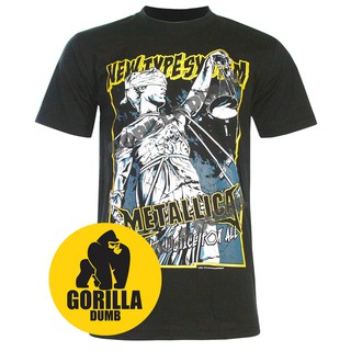 Gorilladumb เสื้อยืดลายวงดนตรี Metallica and Justice for All สีดำ