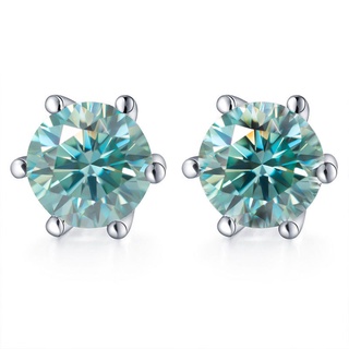 Blue Green moissanite Stud Earrings