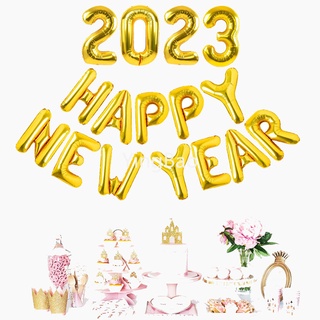 ลูกโป่งฟอยล์ Happy New Year 2023 สําหรับตกแต่งบ้าน เทศกาลคริสต์มาส