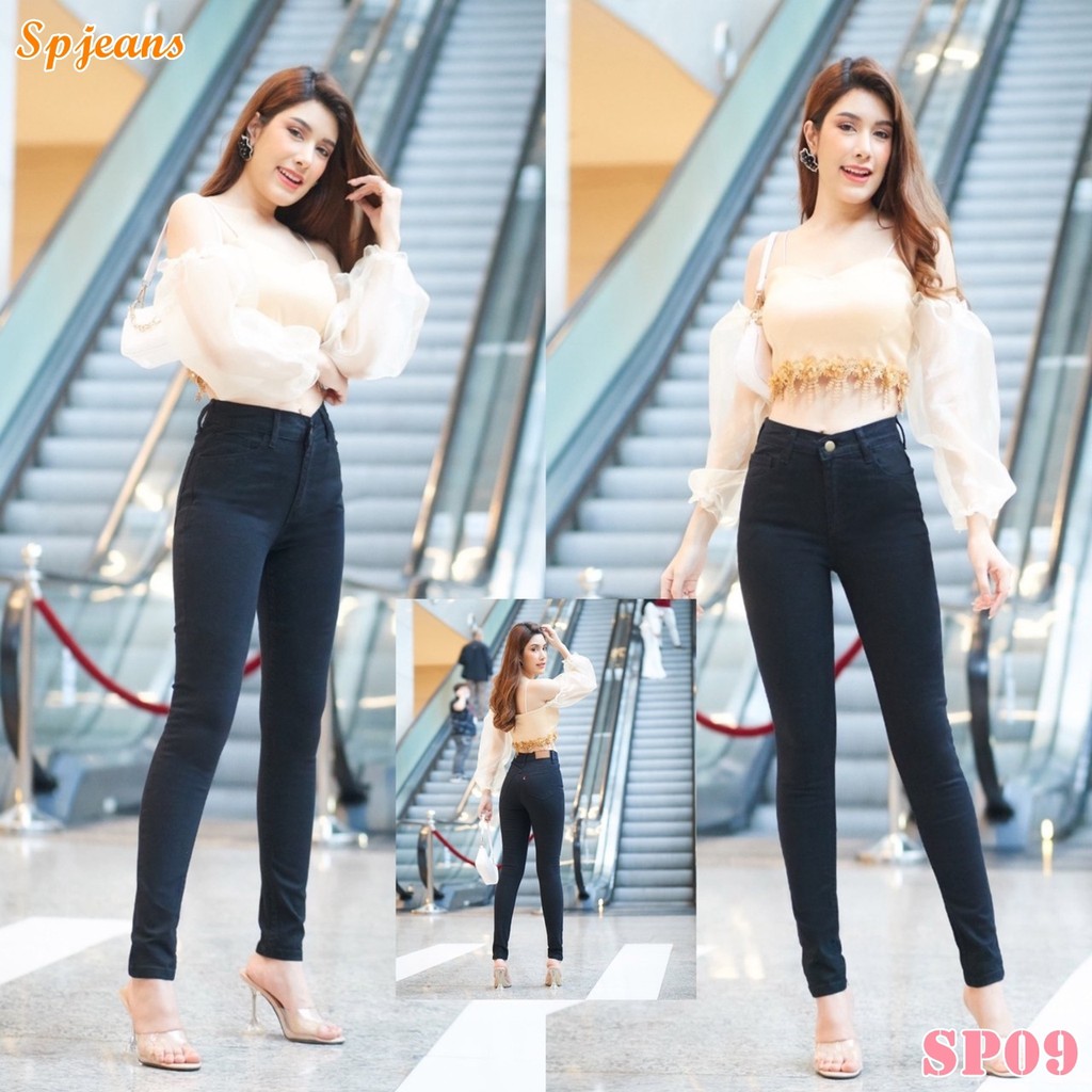 SP jeans กางเกงยีนส์ขาเดฟสีดำ SP09 งานป้ายที่สวยเฉี่ยว แบบเป๊ะ ผ้านุ่ม สวมใส่สบาย