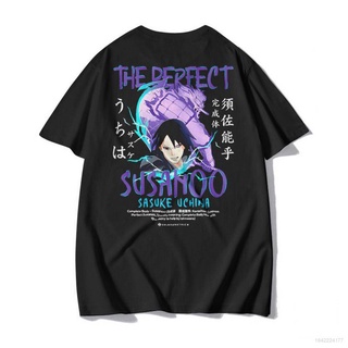 เสื้อยืดแขนสั้นลําลอง ทรงหลวม พิมพ์ลายการ์ตูนนารูโตะ Uchiha Sasuke ขนาดใหญ่ แฟชั่นสําหรับผู้ชาย และผู้หญิงเสื้อยืดอินเทร