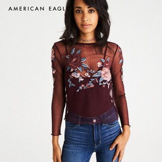 American Eagle Embroidered Mesh Overlay Top เสื้อ ผู้หญิง ลายปัก (WCL 037-5314-613)