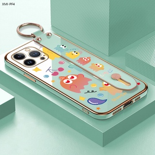 Xiaomi Mi Poco F4 F3 X4 X3 GT M3 Pro 5G สำหรับ Case Cartoon Monster เคส เคสโทรศัพท์ เคสมือถือ Wrist Strap Casing Full Cover Soft Electroplating TPU Cases