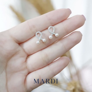 Mardi Jewelry ต่างหูมุก เงินเท้ 925 Twist Pearl Earrings