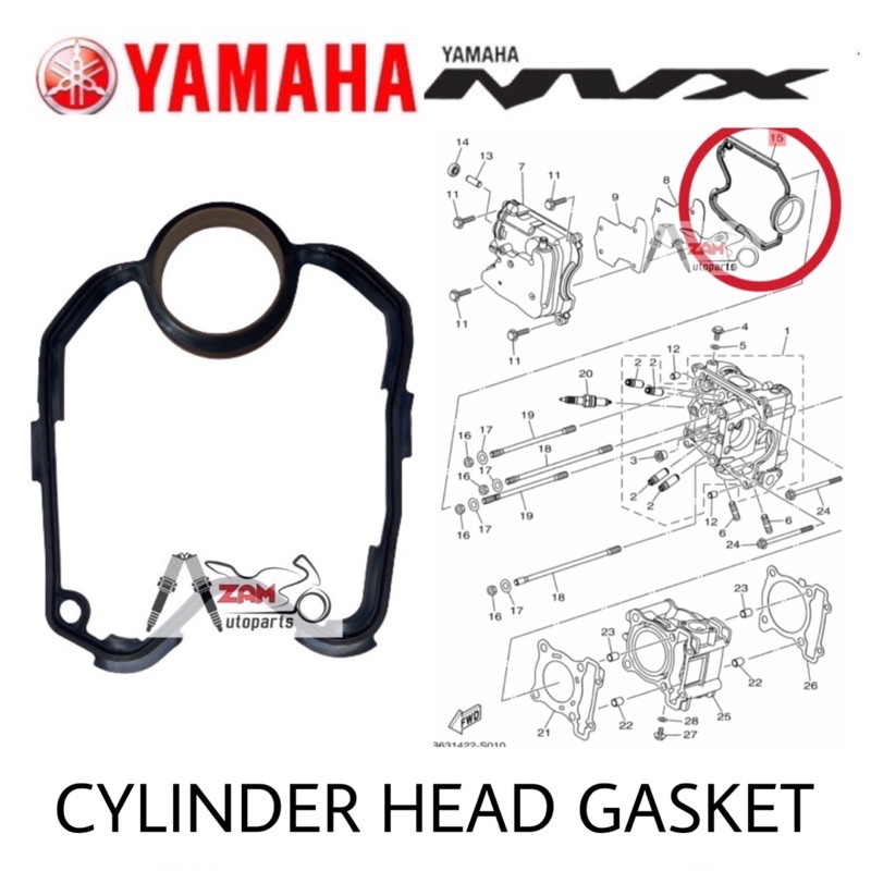 หัวปะเก็น Yamaha สําหรับ Yamaha NVX 155 V1 / NVX V2 / Aerox 155 - B3F-E1193-00