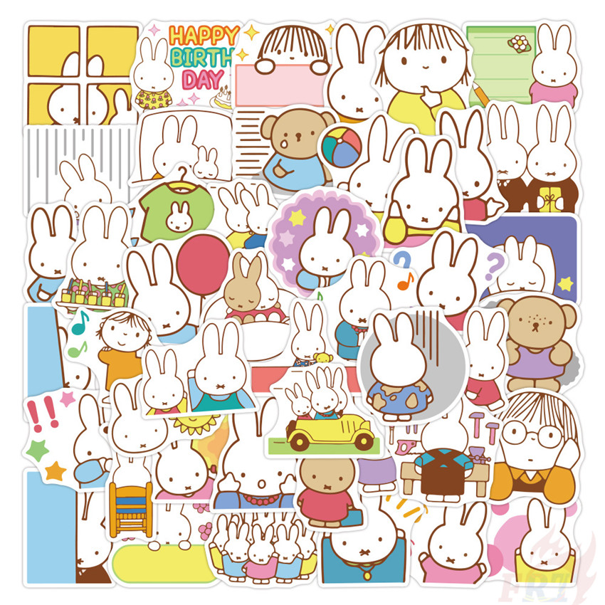 Miffy - KPOP Cartoon Rabbit สติ๊กเกอร์ 50Pcs/Set Waterproof DIY Fashion Decals Doodle สติ๊กเกอร์