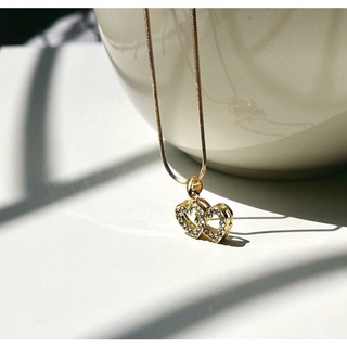 38 gold twin heart necklace สร้อยคอจี้หัวใจคู่