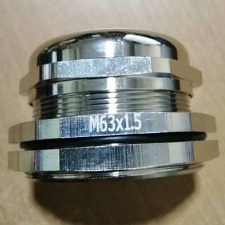 เคเบิ้นแกรนทองเหลืองชุปนิคเกิ้ล (Nickel Brass Cable Gland) เกลียว M63x1.5 ระดับกันฝุ่นกันน้ำ IP68