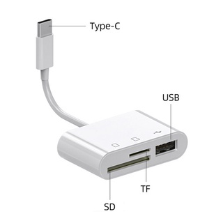 OTG Type C to SD Card Camera Reader 2 in 1  โอนรูปเข้า โทรศัพท์ หรือ คอมพิวเตอร์ ผ่านหัวเสียบ Type C สายยาว 120 มม