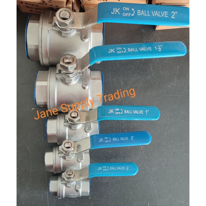 บอลวาล์วสแตนเลส / วาล์วสแตนเลส SS316 JK (2ตอน) ขนาด 1/4" ถึง 2" (รูน้ำเต็ม)