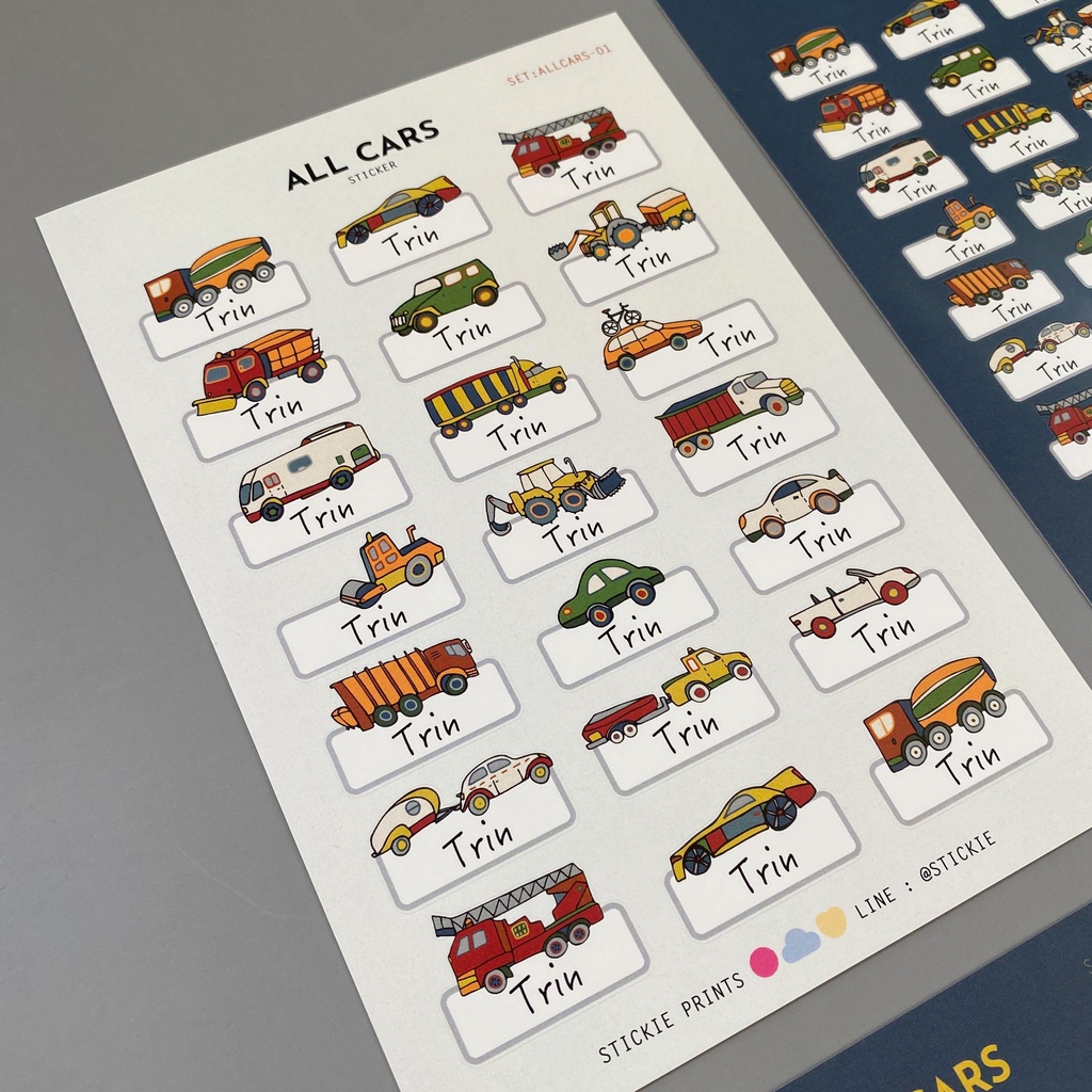 สติ๊กเกอร์ชื่อ กันน้ำ ลาย ALLCAR ( Name Sticker 4 sheet / set )