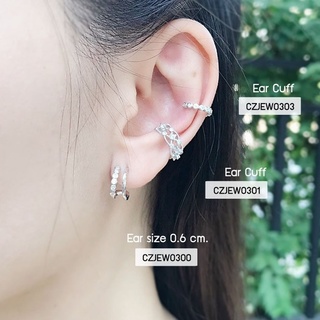 ต่างหูเงินแท้92.5% ต่างหูแบบ Cuff ไม่ต้องเจาะหูก็ใส่ได้ค่ะ ประดับเพชร cz ชุบทองคำขาว (ราคาต่อ1ชิ้น และ 2 ชิ้นค่ะ)0301