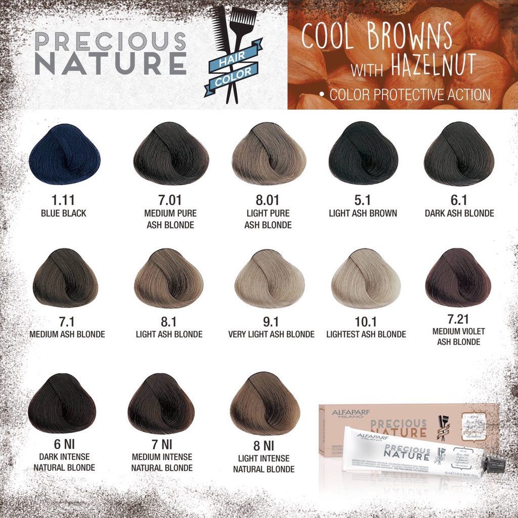 Alfaparf Precious Nature color creme 60ml ยาย้อมผมปกปิดผมขาวปราศจาก ammonia , PPD , Resorcinol พร้อม
