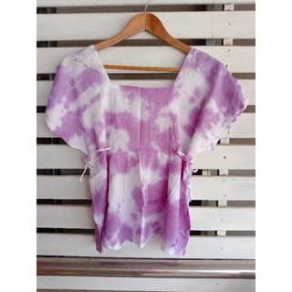 พร้อมส่ง✨เสื้อมัดย้อม คอเหลี่ยม เอวผูก2ข้าง ผ้านิ่ม