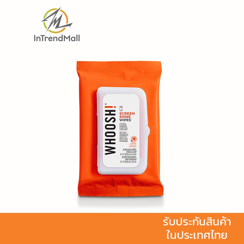 Whoosh Screen Shine Wipes ผ้าทำความสะอาดหน้าจอ (20 แผ่น)