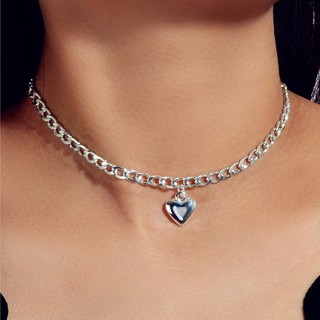 Heart pendant chain necklace สร้อยโซ่สีเงินจี้หัวใจ