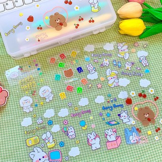 (P-073) ★พร้อมส่ง★สติ๊กเกอร์ PVC สติ๊กเกอร์ไดคัท PVC Milkjoy หมี เกาหลี ติดเคส โน๊ตบุ๊ค สติกเกอร์ตกแต่ง สติกเกอร์ปิดผนึก