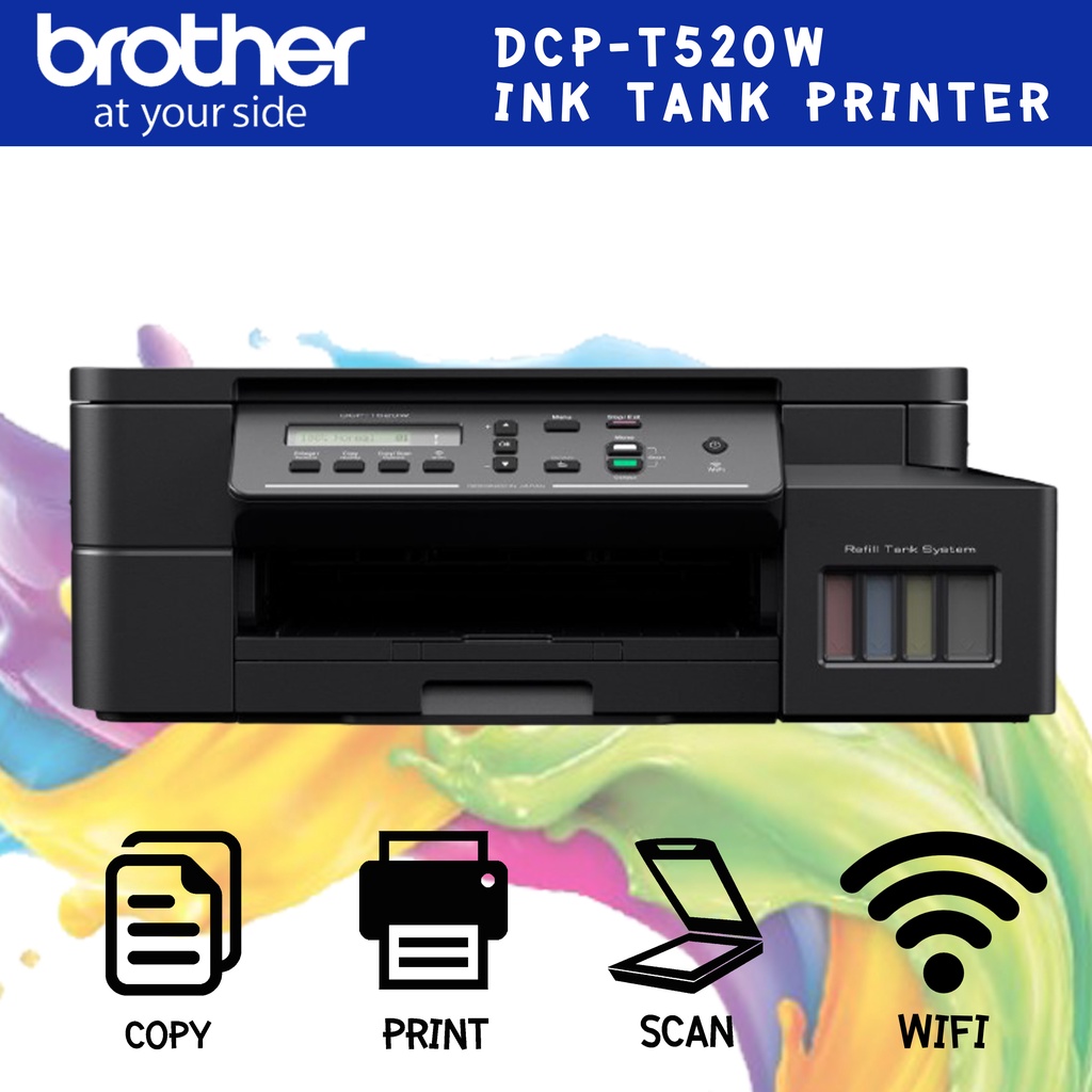 เครื่องพิมพ์มัลติฟังก์ชันอิงค์แท็งก์ Brother DCP-T520W Ink Tank Printer ( Print, Scan, Copy ) Wi-Fi 