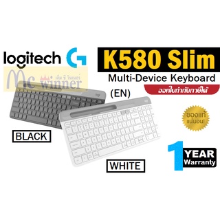 WIRELESS KEYBOARD (คีย์บอร์ดไร้สาย) LOGITECH K580 SLIM MULTI-DEVICE WIRELESS KEYBOARD (EN) มี 2 สี สีดำ | สีขาว ประกัน2Y